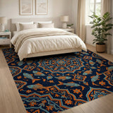 Navy Koi Fish Persian Area Rug