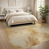 Distressed Leopard Print Beige Area Rug