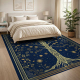 Golden Tree of Life Navy Area Rug