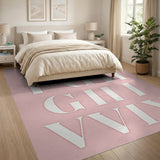 Pink Playful Pink Alphabet Kids Area Rug