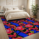 Whimsical Cartoon Faces Multi-Color Area Rug