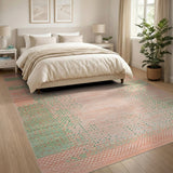 Pixel Fade Green Peach Abstract Area Rug