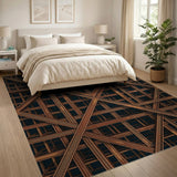 Rusty Industrial Grid Geometric Area Rug