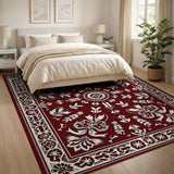 Crimson Red Persian Floral Medallion Rug