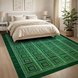 Green Grid Geometric Modern Area Rug