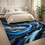 Tempest Swirl Abstract Blue Area Rug