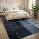 ODIKA Modern Geometric Washable Area Rug - Grey Blue Low Pile Non-Slip Rug for Living Room Bedroom