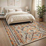 Southwestern Orange Vibrant Orange Geometric Southwestern Area Rug