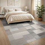 Grey Modern Grey Geometric Patchwork Area Rug