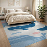 Playful Whales Dolphins Kids Area Rug