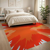 Fiery Orange Splash Abstract Area Rug