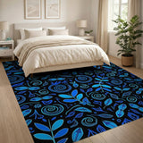 Blue Swirling Leaves Swirls Area Rug