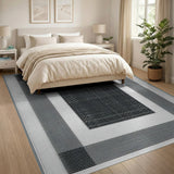 Black White Nested Geometric Area Rug