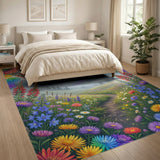 Rainbow Heart Meadow Washable Area Rug