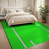 Vibrant Green Field Geometric Area Rug