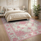 Pink Peony Floral Medallion Area Rug