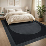 Black White Geometric Circle Abstract Area Rug