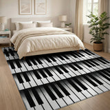 Geometric Modern Black and White Piano Keys Black White Geometric Area Rug