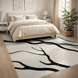 Abstract Black Branch Wave Area Rug