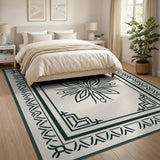Beige Persian Medallion Area Rug with Floral Motif