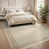 Beige Tan Grid Graph Area Rug