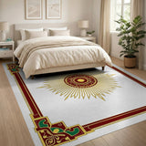 Ornate Golden Sunburst Medallion Rug