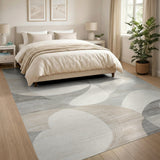 Modern Neutral Abstract Washable Area Rug - Low Pile & Non-Slip