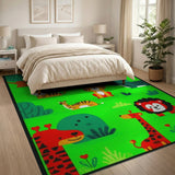 Playful Jungle Animals Kids Cartoon Rug