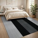 Geometric Modern Bold Black White Vertical Stripe Geometric Rug