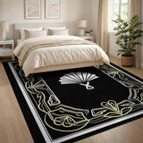 Art Deco Fan Black Area Rug