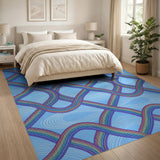 Rainbow Interwoven Loop Washable Area Rug