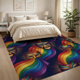 Vibrant Rainbow Carnival Mask Area Rug
