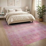 Distressed Pink Multi-Color Stripe Area Rug