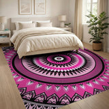 Boho Chic Pink Vibrant Pink Mandala Boho Area Rug