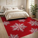 Red Red Snowflake Pattern Area Rug