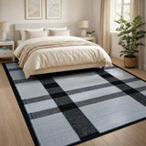 Black White Buffalo Check Geometric Modern Area Rug