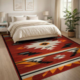 Southwestern Red Geometric Tribal Area Rug