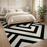Black and White Bold Black White Greek Key Geometric Rug