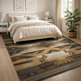 Brown and Tan Southwestern Geometric Brown Tan Area Rug