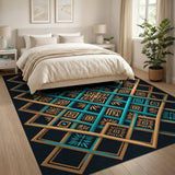 Multi-color and Patterns Teal Gold Geometric Modern Area Rug