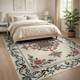 Multi-color and Patterns Ornate Red Floral Medallion Persian Rug