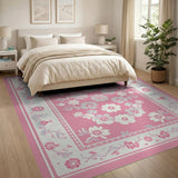 Floral Vintage Blush Pink Vintage Floral Area Rug