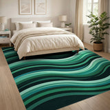 Layered Green Wave Abstract Area Rug