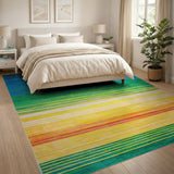 Geometric Modern Vibrant Horizontal Vibrant Multi-Color Horizontal Stripe Area Rug
