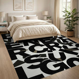 Brutal Enforce Geometric Black White Area Rug