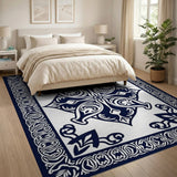 Traditional Persian Blue and Teal Ornate Navy Persian Medallion Area Rug