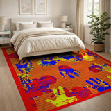 Vibrant Handprint Multi-Color Area Rug