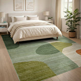 Organic Abstract Green and Orange Shapes Area Rug