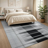 Black and White Geometric Modern Bold Black White Geometric Stripe Rug