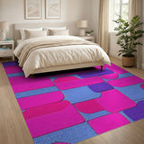 Vibrant Pink Purple Blue Geometric Modern Rug